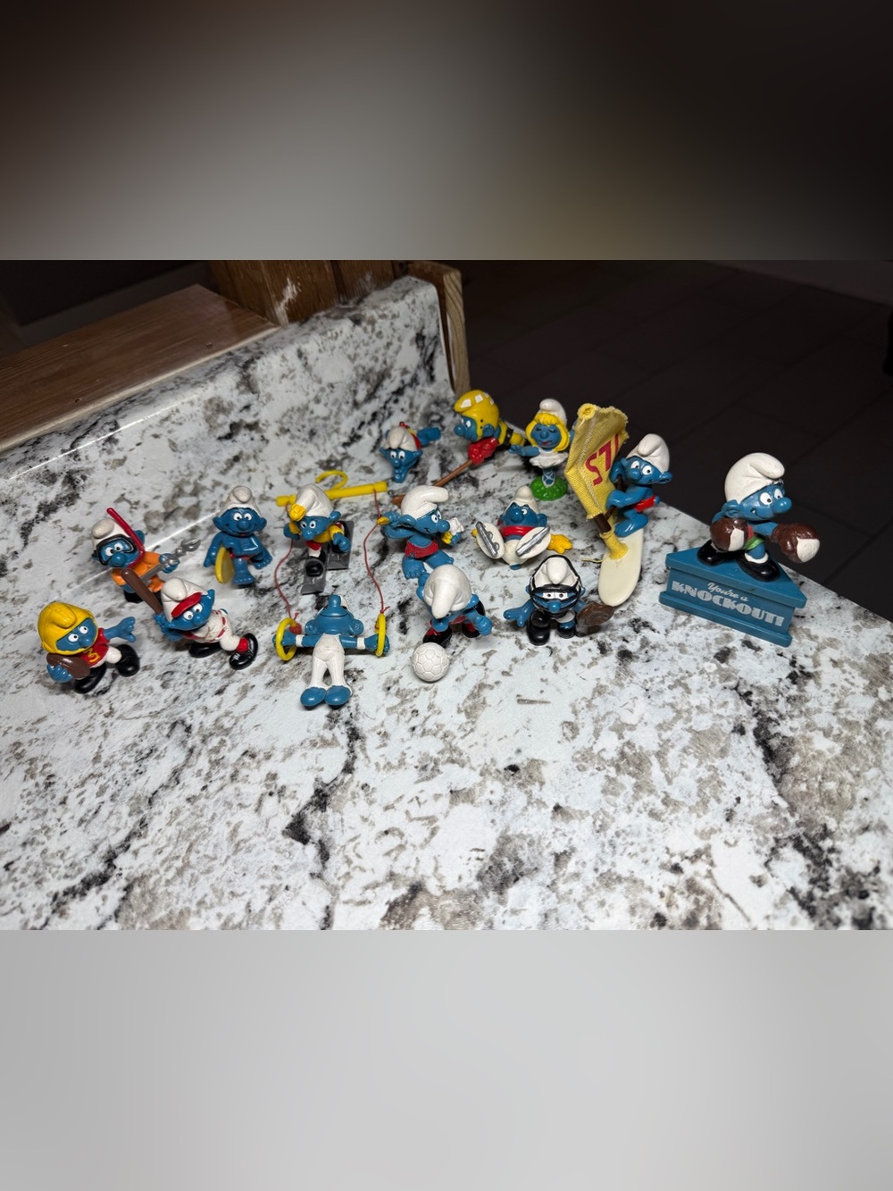 Vintage Smurfs Sports Figurine Lot of 15 - 1980s Peyo Schleich PVC Toy Figures